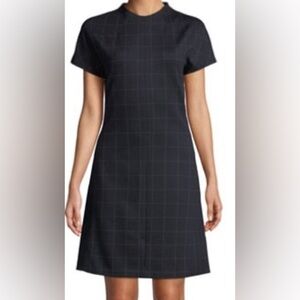 Theory Dolman‎ Shift Short Sleeve Windowpane Knit Dress Size M